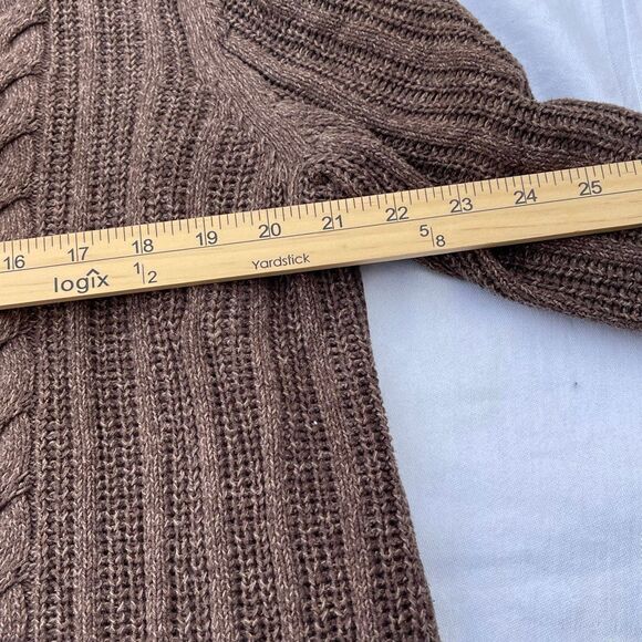 Tasso Elba Brown Cable Knit Sweater - Picture 4 of 10
